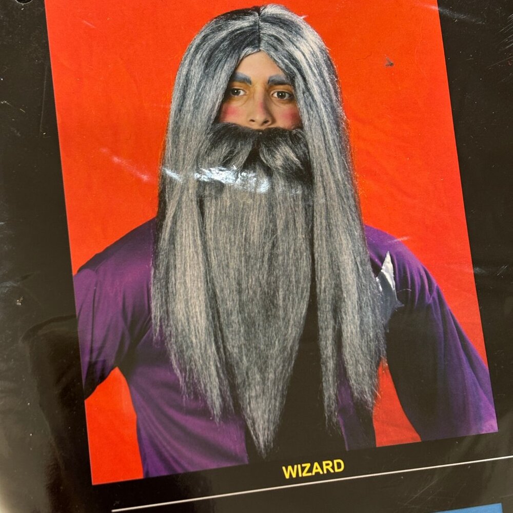 Wizard  Father Time Long Grey Wig and Beard Set NWT NOS